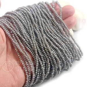 2mm Gray AB Crystal Beads, Faceted Crystal Rondelle Spacer Bead Strands