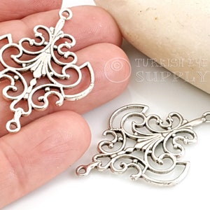 Silver Chandelier Earring Connectors, Silver Multi Loop Earring Charms, Silver Jewelry Findings, 4pc