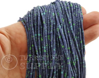 Afghan Beads, Blue Matrix Beads, Blue Seed Beads, Heishi Strands, Howlite Beads, Semiprecious Gemstone Beads, Loose Beads 2mm