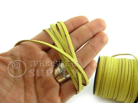 Cordon en cuir jaune, bande de cuir plate jaune de mm, bracelet