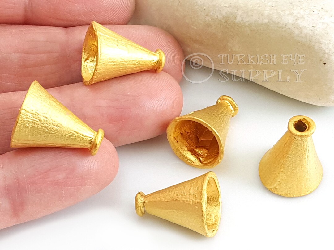 Gold Cone Bead Caps, Cone Bead Ends, Gold Tassel Caps, Gold Bead Caps