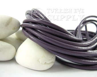 Purple Leather Cord, 4mm Purple Round Leather Cord, Genuine Leather Cord, Leather Lace, Leather Findings, Leather Bracelet, 1 foot