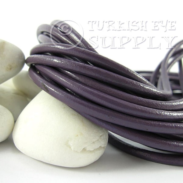 Purple Leather Cord, 4mm Purple Round Leather Cord, Genuine Leather Cord, Leather Lace, Leather Findings, Leather Bracelet, 1 foot