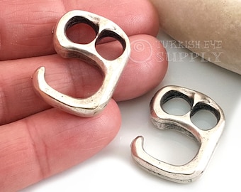 Silver Hook Clasps, Silver Bracelet Clasp, Leather Bracelet Findings, Hook Clasp for Leather Bracelet, 4Pc