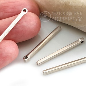 Silver Bar Charms, Silver Rod Charms, Silver Stick Charms, 5Pc