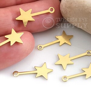Brass Star Charms, Raw Brass Star Charms, Brass Star Earring Charms, 20x9x0.80mm, 50pc