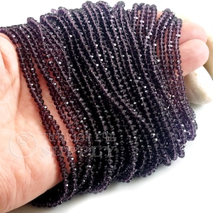 3mm Transparent Dark Purple Crystal Beads, Faceted Crystal Rondelle Spacer Bead Strands