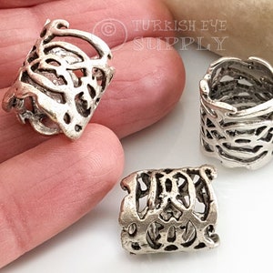 Large Silver Tube Bead, Silver Mala Bead, Silver Plated Filigree Spacer Bead, Focal Necklace Beads, 1pc