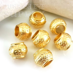 Large Gold Beads, Ball Spacer Beads,  Gold Plated Beads, Tribal Beads, Bali Beads, Tibetan Beads, Spacer Findings, Large Hole Beads, 3pc