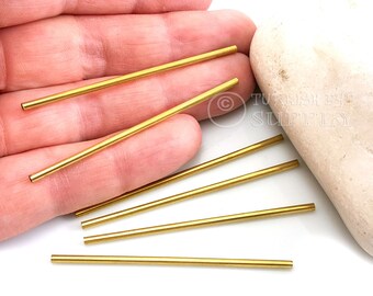 Raw Brass Plain Tubes, 2x60mm Brass Tubes, Brass Himmeli Tubes, Air Plant Brass Tube Beads, Raw Brass Jewelry Findings