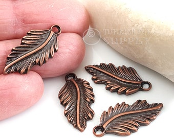 20Pcs Antique Silver/Gold/Bronze/Copper Feather/Leaf Shape Charms Pendants