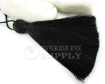 Extra Large Thick Black Thread Tassel, Hand Made Tassel, Silk Thread Tassel, Home Deco, Mala Tassel, 1 pc