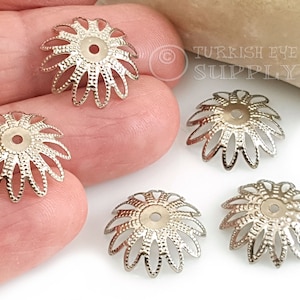 Filigree Bead Caps, Silver Bead Ends, Silver Bead Caps, 5Pc