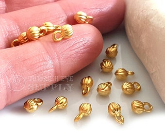 Gold Ball Charms, Gold Bracelet Charms, Textured Ball Charms, 22k Gold Plated, Drop Charms, Beading Charms, Turkish Jewelry, 10Pc