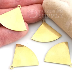 Brass Triangle Charm, Brass Geometric Charms, Raw Brass Fan Charms, Earring Charms Blanks Findings, 12pc