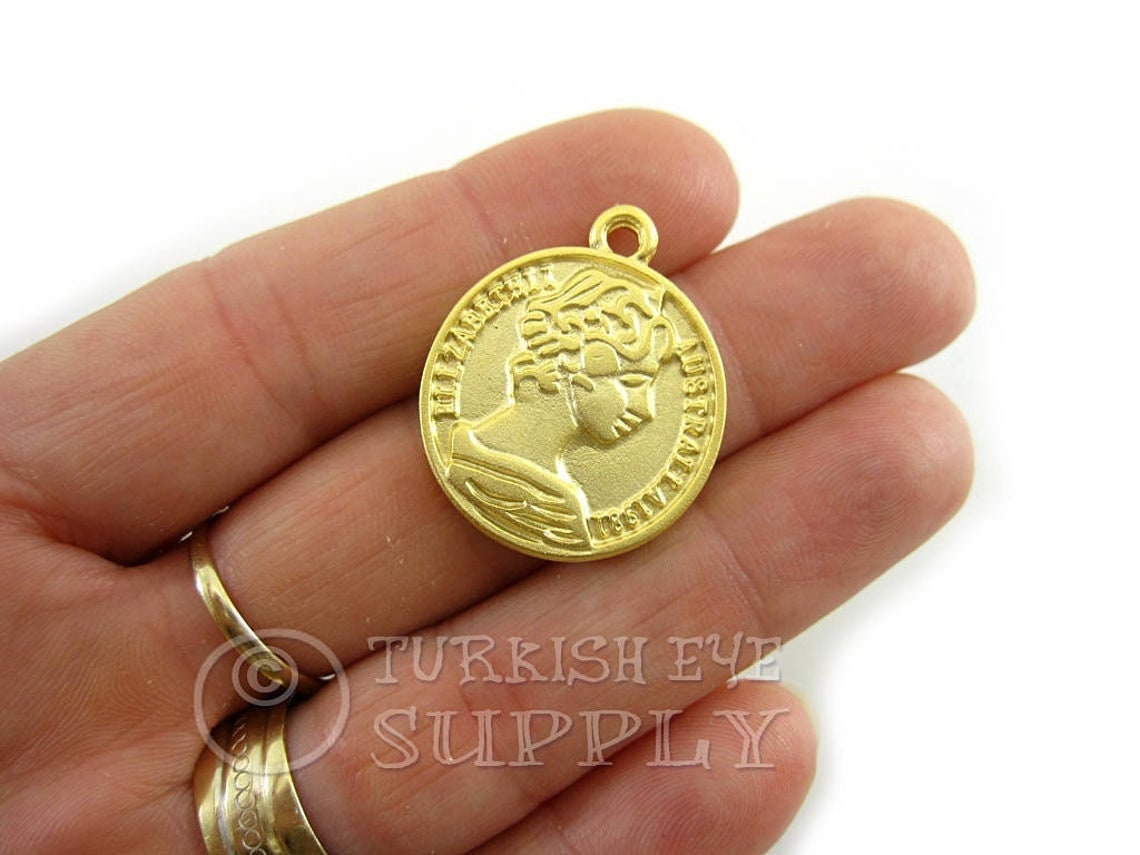 Large Gold Coin Pendant Gold Necklace Pendant Gold Medallion Etsy
