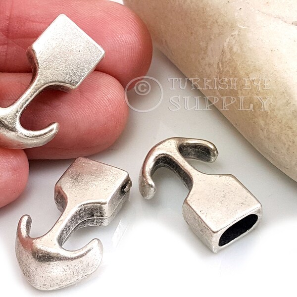 Silver Anchor Clasp, Anchor Bracelet Clasp, Anchor Bracelet Connector, Leather Bracelet Clasp Findings, Nautical Bracelet Jewelry, 5Pc