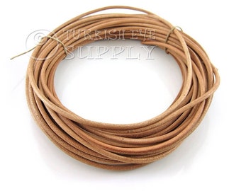 Tan Leather Cord, 4mm Natural Tan Round Leather Cord, Genuine Leather Cord, Leather Lace, Leather Findings, Leather Bracelet, 1 foot