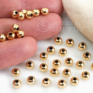 Shiny Gold Ball Spacer Beads, 5mm Gold Ball Beads, Gold Bead Findings, 25Pc
