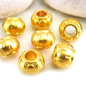 Large Gold Beads, Ball Spacer Beads, Gold Plated Beads, Tribal Beads, Bali Beads, Tibetan Beads, Spacer Findings, Large Hole Beads, 4pc