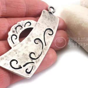 Large Tribal Silver Pendant, Ethnic Silver Jewelry, Tribal Silver Jewelry Findings, Bohemian Jewelry, Turkish Jewelry