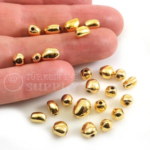 24k Shiny Gold Plated Pearl Shaped Spacer Beads, Oval Irregular Shape Beads, Spacer Findings, 10pc