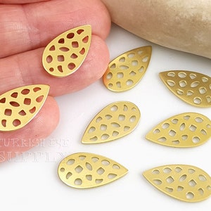 Raw Brass Teardrop Charms, Brass Drop Charm, Raw Brass Earring Blanks, Findings, 12pc