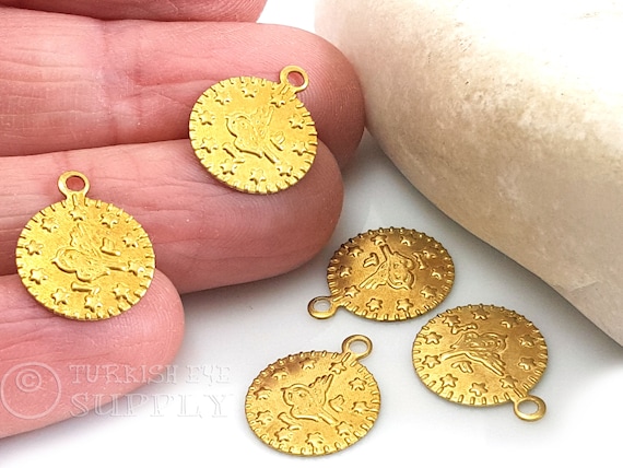 Raw Brass Coin Charms Brass Turkish Coin Charm Brass Coin