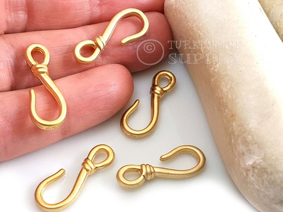 Gold Fish Hook Clasps, Bracelet Clasps Findings, Gold Fish Hook