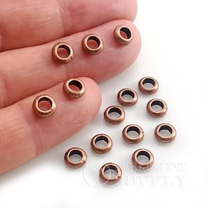 Antique Copper Plated Smooth Ring Spacer Beads, 2.5x6mm, 20 Pieces