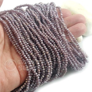 2mm Plum Purple AB Crystal Beads, Faceted Crystal Rondelle Spacer Bead Strands
