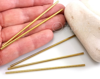 Raw Brass Long Tubes, 2x80mm Brass Tubes, Brass Himmeli Tubes, Air Plant Brass Tube Beads, Raw Brass Jewelry Findings