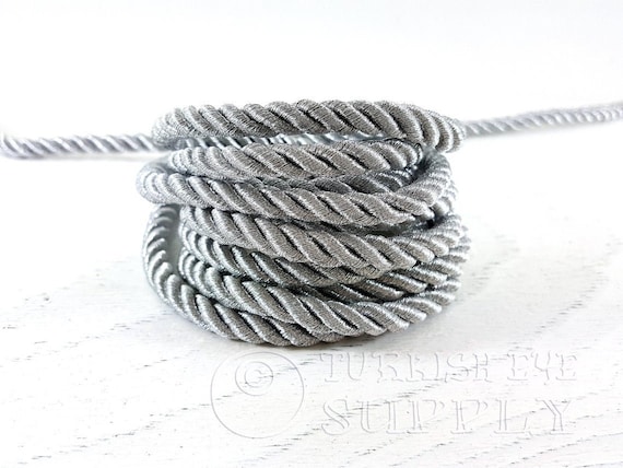 Metallic Silver Silk Braid Cord Twisted Silk Rope 6mm Cord 1