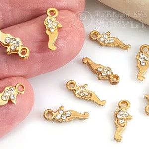 Pave Seahorse Charms, Gold Seahorse Charm, Tiny Seahorse Charms, 5Pc