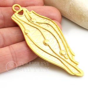 Large  Gold Tribal Pendant, 22k Gold Plated Findings, 1Pc