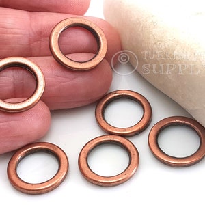 Copper Hoop Charms, Mini Loop Connectors, Ring Charms, Plain Round Loop, Closed Ring Links, Jewelry Components, Ring Connector, 8pc