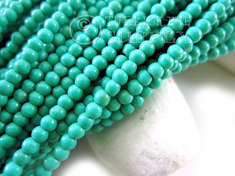 Jewelry Beads Gemstone Findings Bead Strands Gemstone Beads 2.50mm Round Beads Loose Beads Full 15 inch Strand Green Turquoise Beads