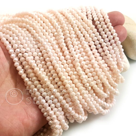 Perline di cristallo AB color crema da 4 mm, fili di perline distanziatrici a rondelle di cristallo sfaccettato - Italia