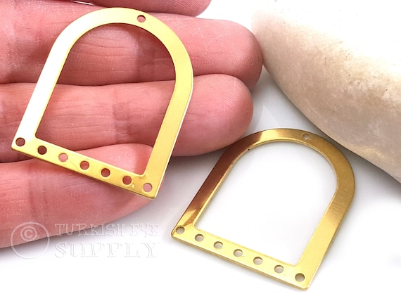 Brass D Shape Charms, Earring Connectors, Brass Earring Jewelry