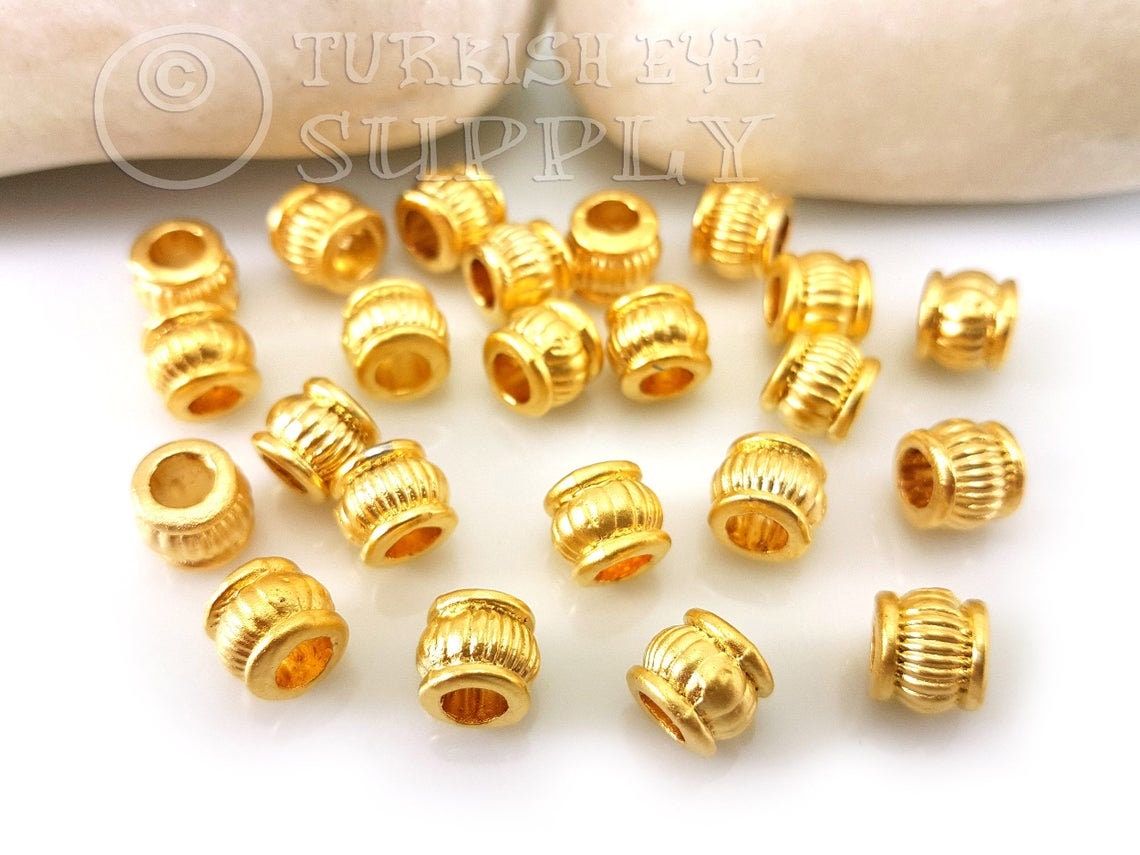 Gold Spacer Beads Dotted Rim 5mm with 2mm Hole 100 per bag-B