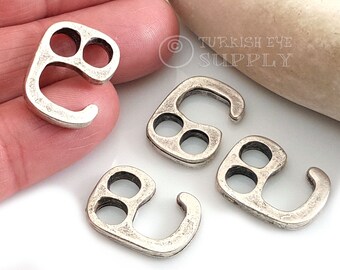 Silver Hook Clasps, Silver Bracelet Clasp, Bracelet Findings, Hook Clasp for Leather Bracelet, 10Pc