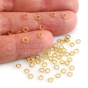 22k Matte Gold Plated Jump Rings, 3mm Gold Jump Rings, Split Jump Rings, Open Jump Ring Connectors, Jewelry Findings, 100 pc