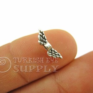 Mini Butterfly  Wings Spacer Beads, Antique Silver Plated Butterfly Wing Beads, Silver Bracelet Beads, Slider Beads, Spacer Findings, 40pc