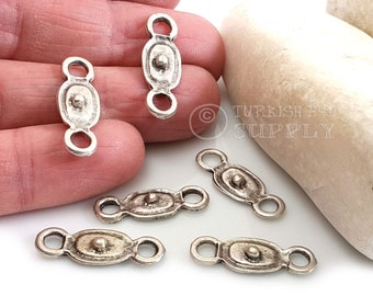 Zilveren verbindingsbedels, ovale platte verbindingsstuk, verbindingsschakels tribale ketting, onderdelen zilveren ketting, 15 stuks