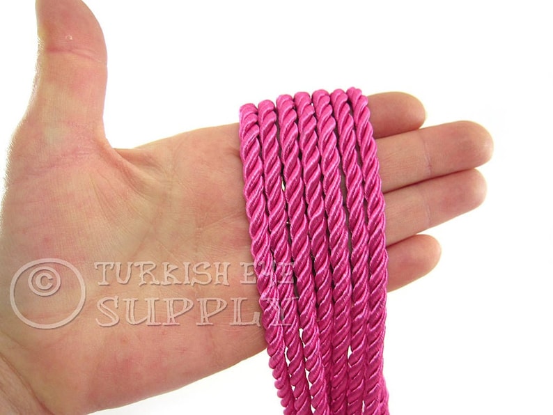 Hot Pink Cord Bracelet Cord Jewelry Supplies Necklace Cord 1 Meter Rayon Satin Cord Twisted Silk Rope Silk Braid Cord 5mm Cord