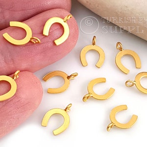 Gold Horseshoe Charms, 22k Gold Plated Mini Charms, Horseshoe Necklace Charms, 5Pc