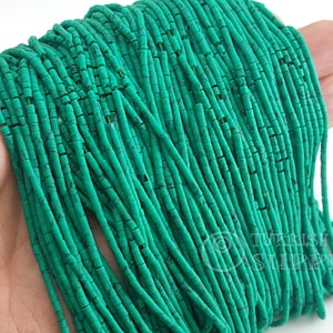 Afghan Beads, Emerald Green Seed Beads, Heishi Strands, Howlite Beads, Semiprecious Gemstone Beads, Loose Beads 2mm