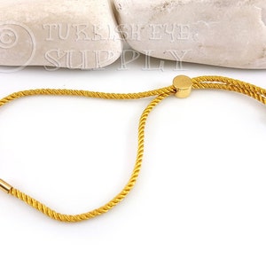 Cord Bracelet Blank, Golden Adjustable Bracelet Blank, Sliding Gold Clasp, Friendship Bracelet Blank, Cord Bracelet Connector, 2mm