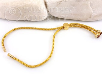 Cord Bracelet Blank, Golden Adjustable Bracelet Blank, Sliding Gold Clasp, Friendship Bracelet Blank, Cord Bracelet Connector, 2mm