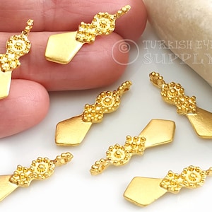 Gold Spike Charms, 22k Gold Plated Tribal Charms, 5Pc